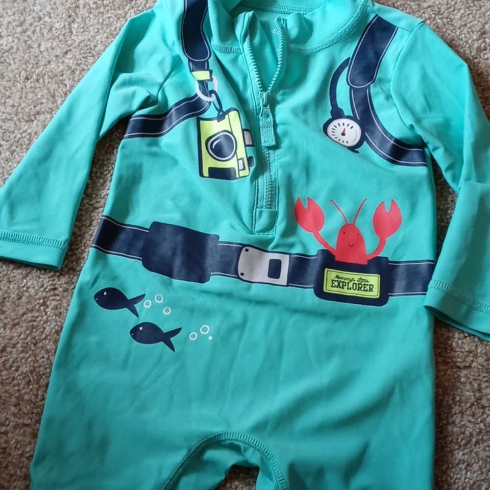 Toddler boy's 1pc long sleeve rashguard swimsuit